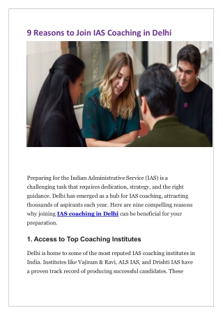 9 Reasons to Join IAS Coaching in Delhi