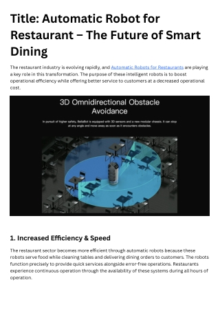 title automatic robot for restaurant the future