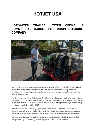 Jetting Equipment & Hot Water Jetter Trailers : HotJet USA