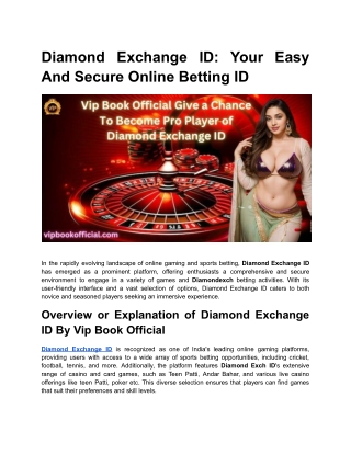Diamond Exchange ID: Your Easy And Secure Online Betting ID