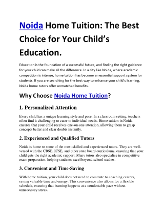 Noida Home Tuition