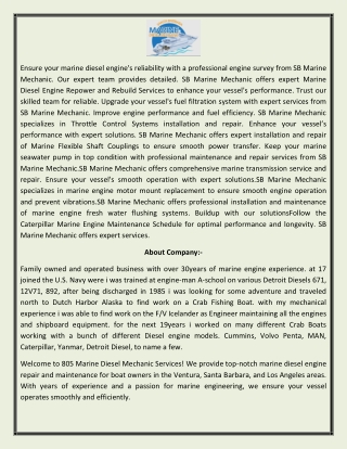 Marine Mechanic Channel Islands