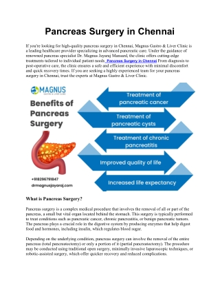 Pancreas Surgery in Chennai 2