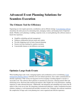 Advanced Event Planning Solutions for Seamless Execution