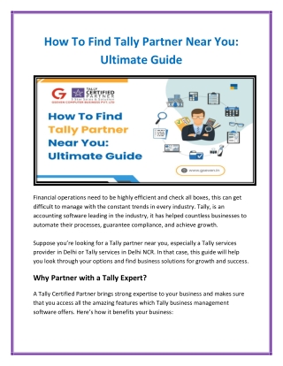 How To Find Tally Partner Near You: Ultimate Guide