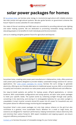 Solar Power Pack Systems for Homes in Maharashtra