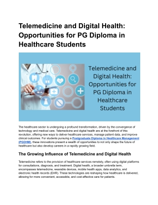 Telemedicine and Digital Health_ Opportunities for PG Diploma in Healthcare Students