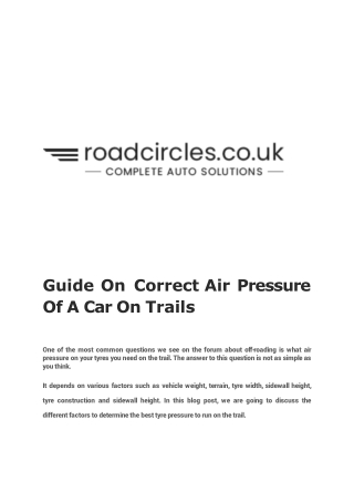 Guide On Correct Air Pressure Of A Car On Trails
