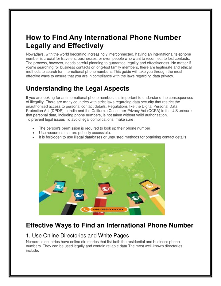 how to find any international phone number