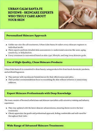 Urban Calm Santa Fe Reviews - Skincare Experts Who Truly Care About Your Skin