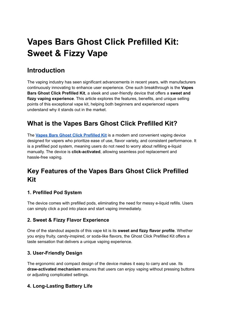 vapes bars ghost click prefilled kit sweet fizzy