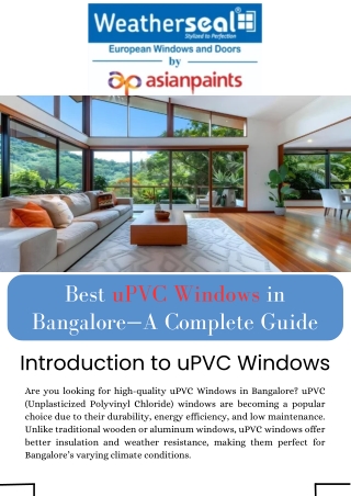 Best uPVC Windows in Bangalore – A Complete Guide