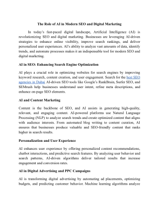 The Role of AI in Modern SEO and Digital Marketing