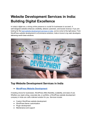 website development services in india building