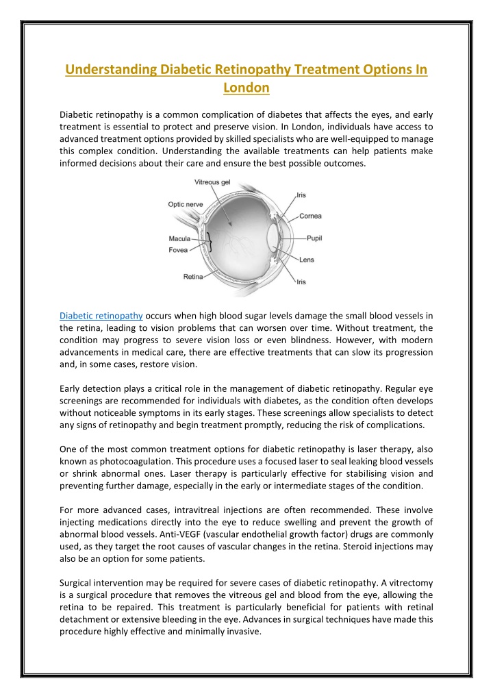 understanding diabetic retinopathy treatment