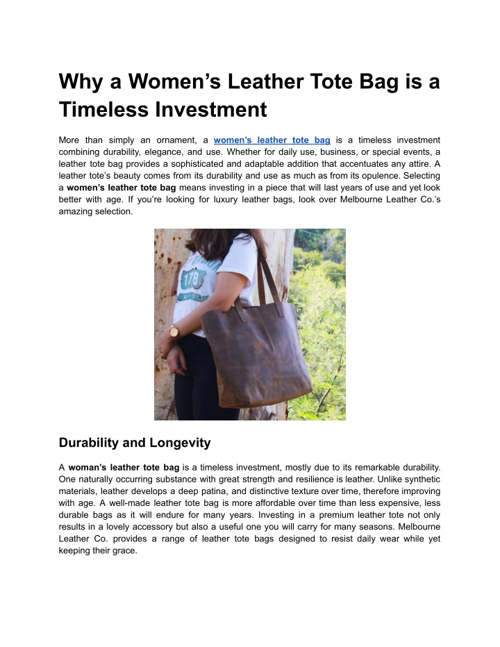 why a women s leather tote bag is a timeless