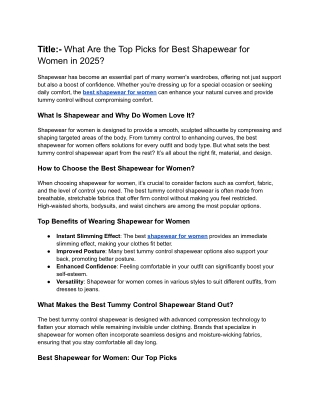 What Are the Top Picks for Best Shapewear for Women in 2025?