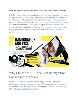 Best Immigration Consultants in Patiala for Your Global Dreams