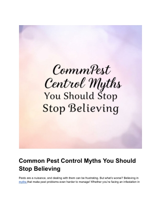 Common Pest Control Myths You Should Stop Believing