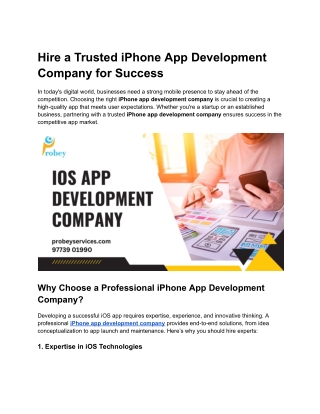 hire a trusted iphone app development company