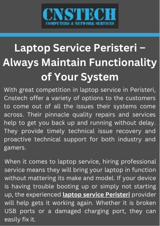 Laptop Service Peristeri – Always Maintain Functionality of Your System