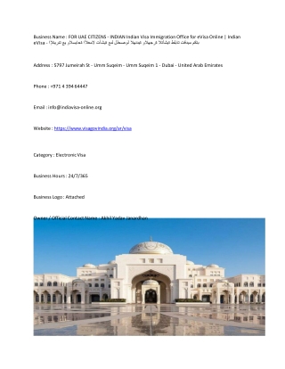 INDIA-ORG-FOR UAE CITIZENFOR UAE CITIZENS - INDIAN Indian Visa Immigration OffiS