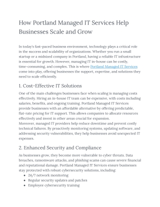 how portland managed it services help businesses