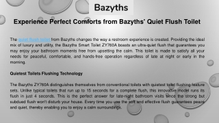 Experience Perfect Comforts from Bazyths' Quiet Flush Toilet