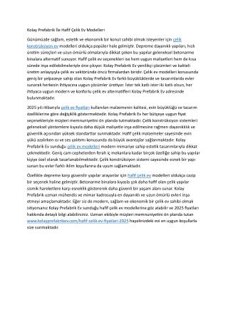Kolay Prefabrik Ile Hafif Celik Ev Modelleri