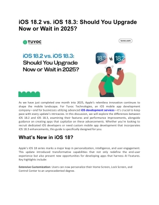 iOS18.2 vs. iOS18.3 should You Upgrade Now or Wait in 2025