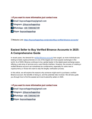 Top 05 Sites To Buy Verified Binance Accounts In This Year