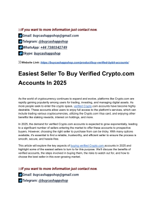 Top 05 Sites To Buy Verified Crypto.com Accounts In This Year