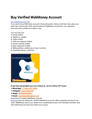 Buy Verified WebMoney Account