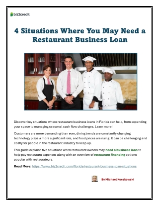 4 Situations Where You May Need a Restaurant Business Loan