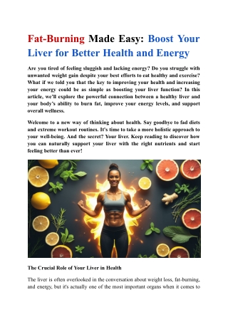 Fat-Burning Made Easy- Boost Your Liver for Better Health and Energy