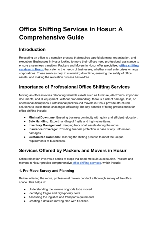 Office Shifting Services in Hosur_ A Comprehensive Guide