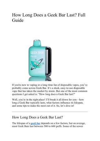 How Long Does a Geek Bar Last? Full Guide