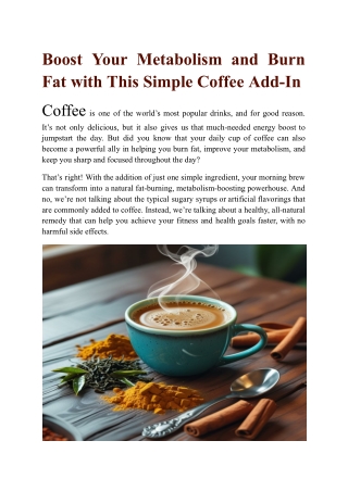 Boost Your Metabolism and Burn Fat with This Simple Coffee Add-In