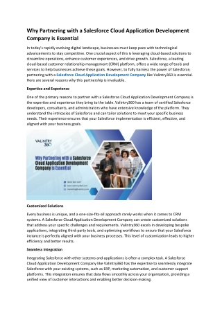 Why Partnering with a Salesforce Cloud Application Development Company is Essential