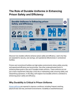 The Role of Durable Uniforms in Enhancing Prison Safety and Efficiency