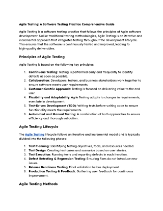 Agile Testing_ A Software Testing Practice Comprehensive Guide