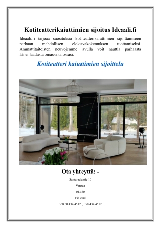 kotiteatterikaiuttimien sijoitus ideaali fi