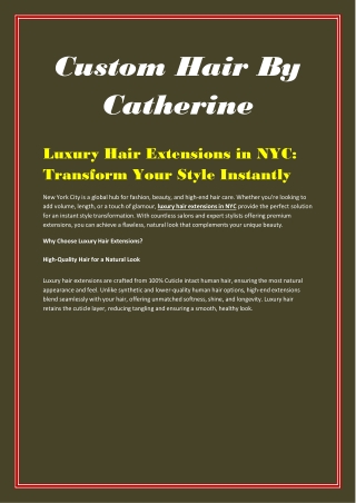 Luxury Hair Extensions in NYC Transform Your Style Instantly