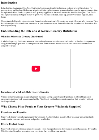 How to Grow Your Business with San Jose's Top Grocery Wholesale Supplier, Pitco