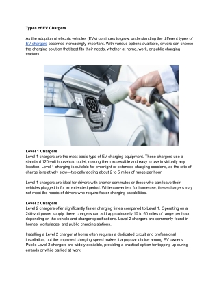 Types of EV Chargers