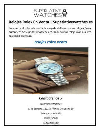 Relojes Rolex En Venta Superlativewatches.es