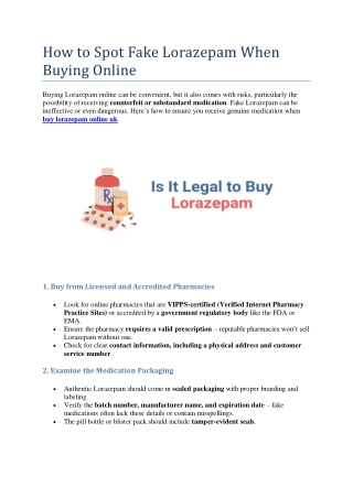 How to Spot Fake Lorazepam When Buying Online