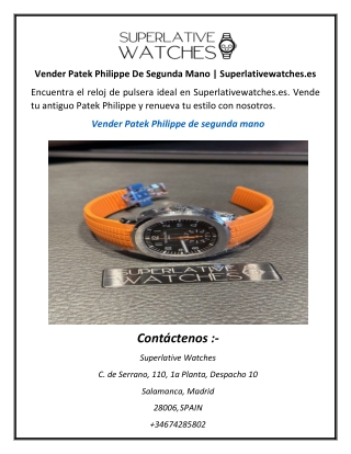 Vender Patek Philippe De Segunda Mano  Superlativewatches.es
