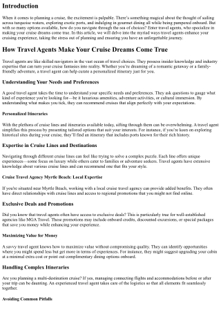 How Travel Agents Make Your Cruise Dreams Come True