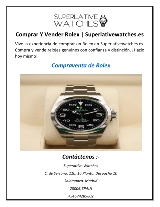 Comprar Y Vender Rolex Superlativewatches.es